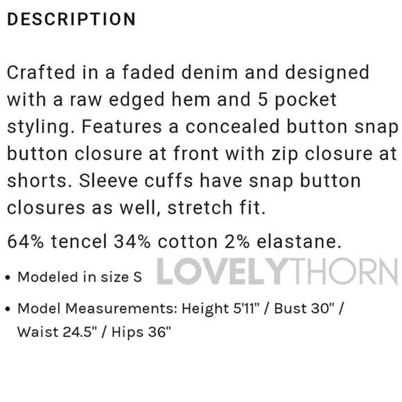 HUDSON // ltd ed ultra-flattering fit long sleeved raw hem stretch denim romper - Picture 16 of 16